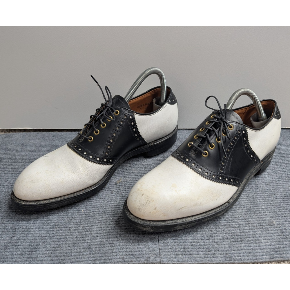 Bostonian Golf Shoes Mens 7 B Saddle Leather Footsaver Vintage Metal Spike Retro